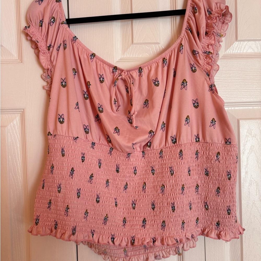 Disney Daisy Duck Pink Butterfly Blouse with Ruffles